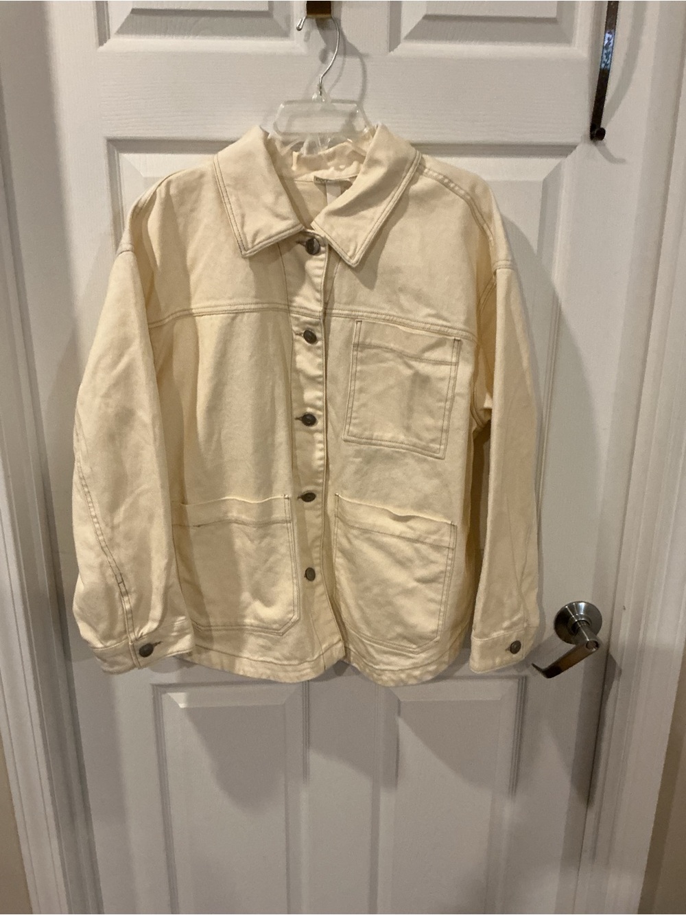 Women's Cream Utility Button-Up Jacket